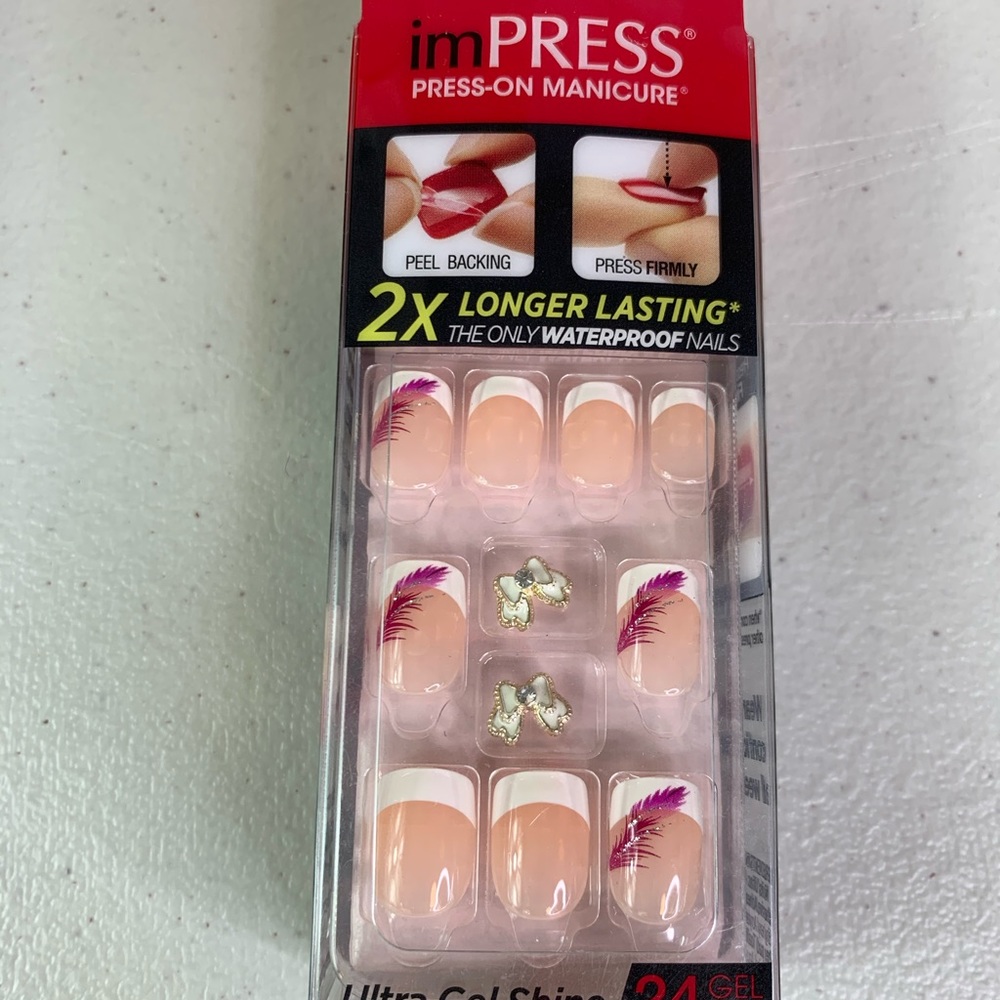 Impress Press On 24 Nails French 3D Random Charm